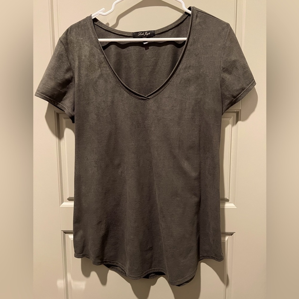 Suede-like, short sleeve